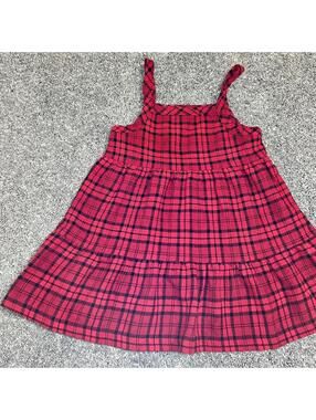 Zara Toddler Girl's Red Black Plaid Dress Jumper size 2